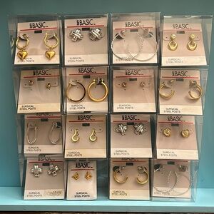 Simply Basic Surgical Steel Posts Studs/Hoops Earrings - Bundle 4 Random Pairs